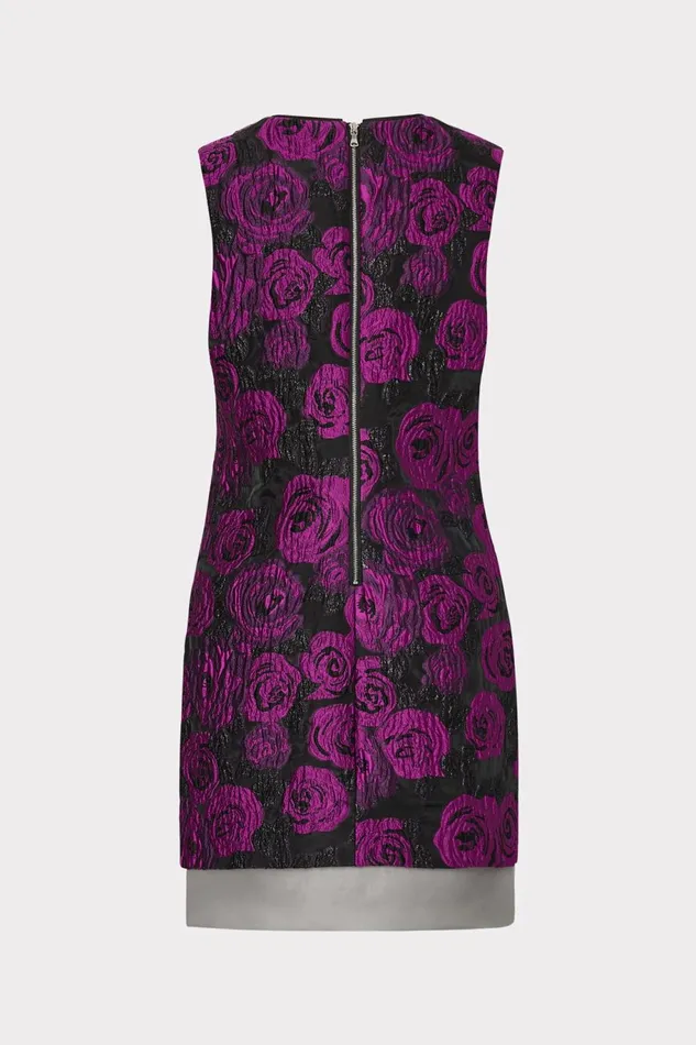 Milly Ilectra Rose Jacquard Shift Mini Dress Blackpurple Women Dresses Milly Ilectra Rose Jacquard Shift Mini Dress Blackpurple Women Dresses