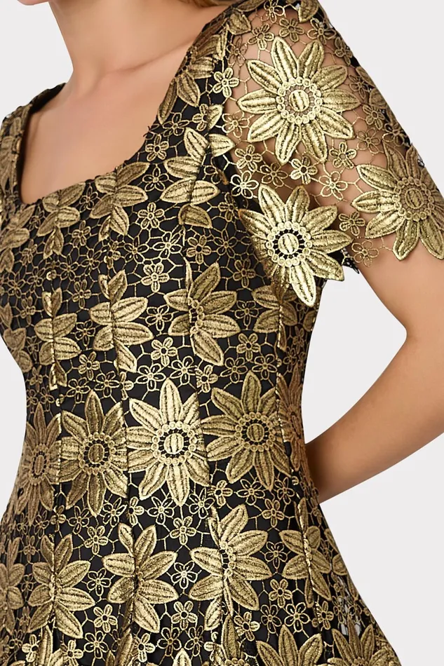 Milly Ilisa Gold Lace Godet Mini Dress Gold Women Dresses Milly Ilisa Gold Lace Godet Mini Dress Gold Women Dresses