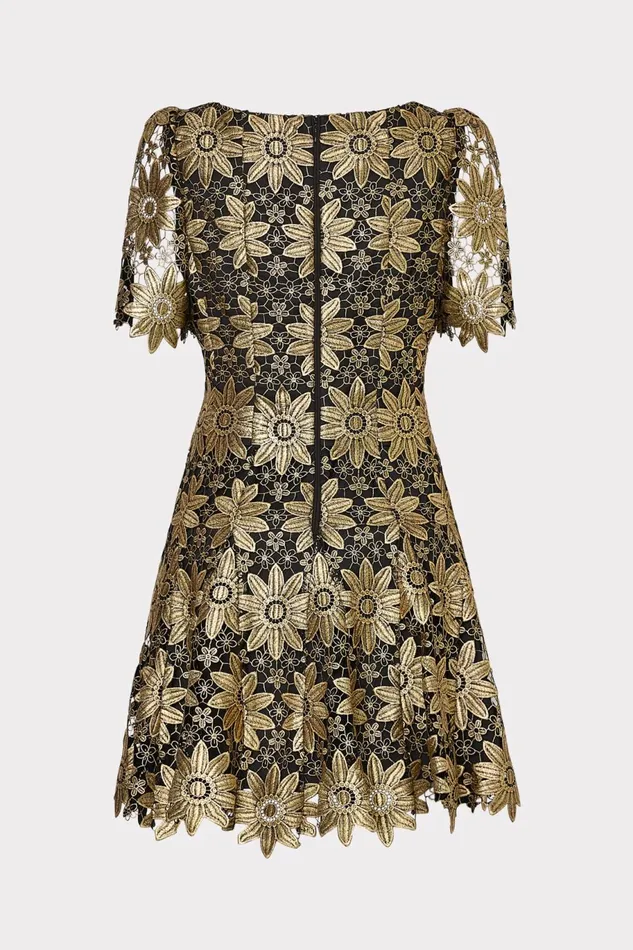 Milly Ilisa Gold Lace Godet Mini Dress Gold Women Dresses Milly Ilisa Gold Lace Godet Mini Dress Gold Women Dresses