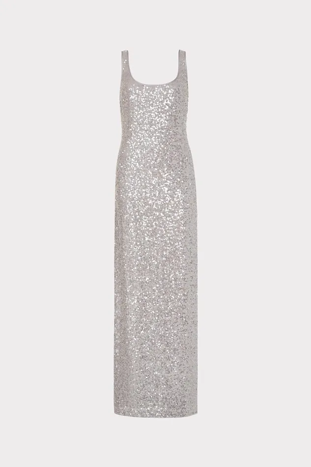 Milly Ishani Sequins Slip Dress Grey Women Dresses
