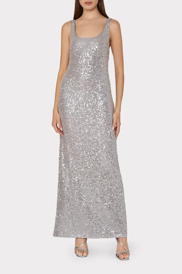Milly Ishani Sequins Slip Dress Grey Women Dresses Milly Ishani Sequins Slip Dress Grey Women Dresses