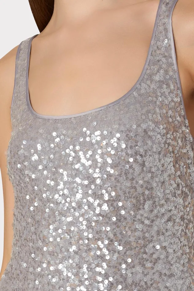 Milly Ishani Sequins Slip Dress Grey Women Dresses Milly Ishani Sequins Slip Dress Grey Women Dresses