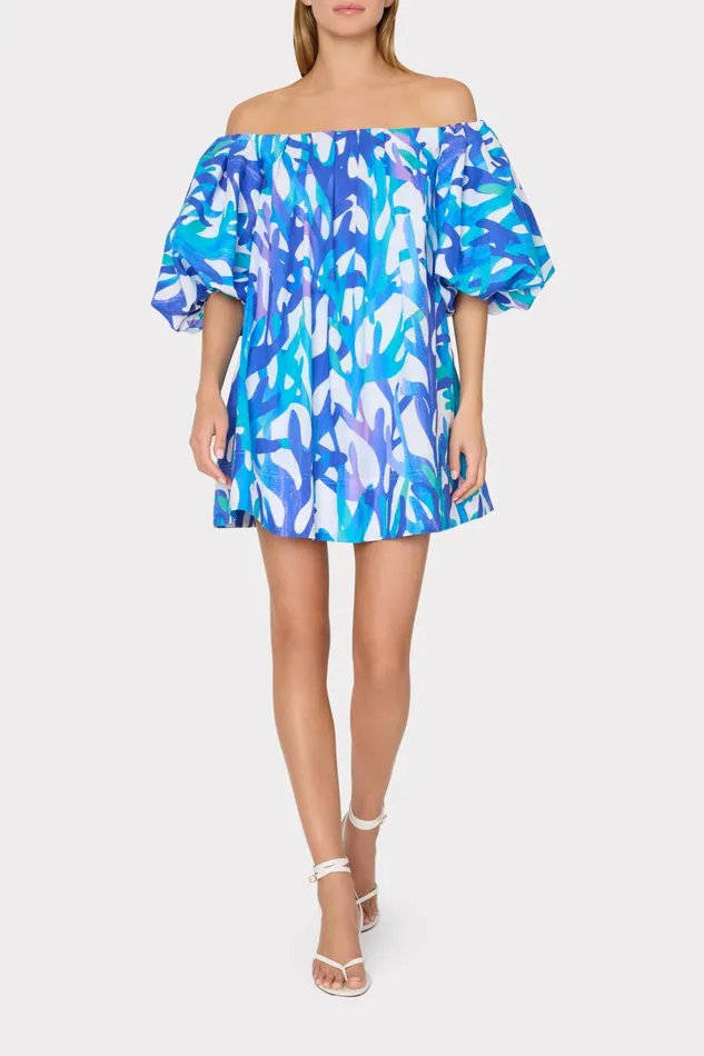 Milly Jamie Under The Sea Off The Shoulder Mini Dress Blue Multi Women Swim and Coverups Milly Jamie Under The Sea Off The Shoulder Mini Dress Blue Multi Women Swim and Coverups