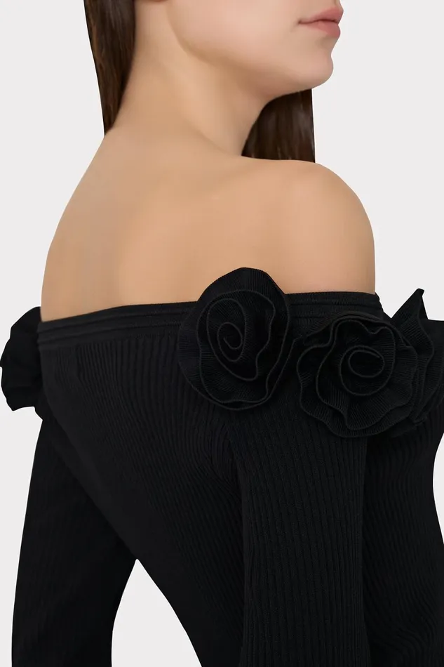Milly Kayla Off The Shoulder Knit Top Black Women Sweaters and Knits Milly Kayla Off The Shoulder Knit Top Black Women Sweaters and Knits