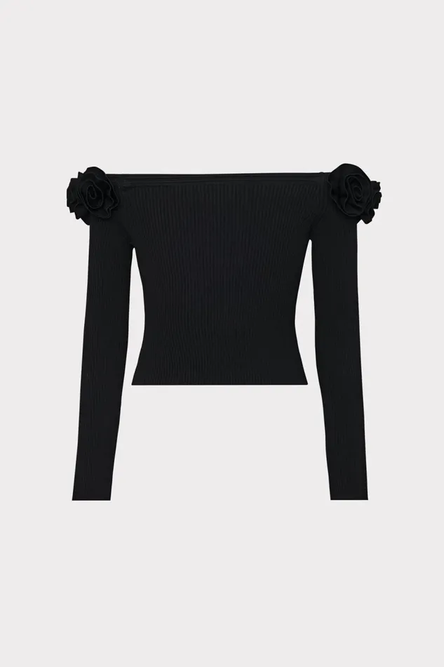 Milly Kayla Off The Shoulder Knit Top Black Women Sweaters and Knits Milly Kayla Off The Shoulder Knit Top Black Women Sweaters and Knits