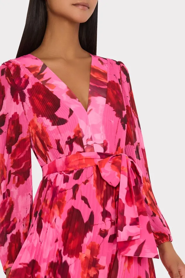 Milly Liora Blurred Blossom Pleated Dress Pink Multi Women Dresses Milly Liora Blurred Blossom Pleated Dress Pink Multi Women Dresses