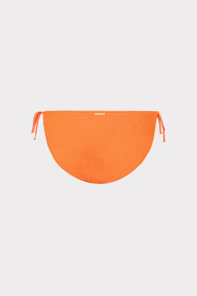 Milly Lori Textured Side Tie Bikini Bottom Neon Orange Women Bikinis