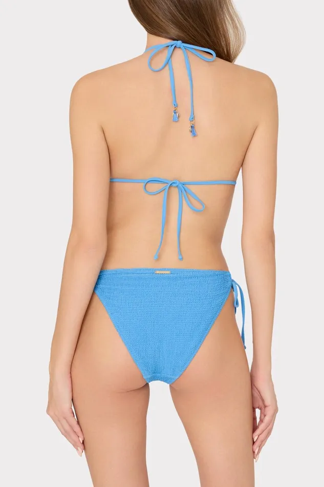 Milly Lori Textured Triangle Bikini Top Blue Women Swim and Coverups Milly Lori Textured Triangle Bikini Top Blue Women Swim and Coverups
