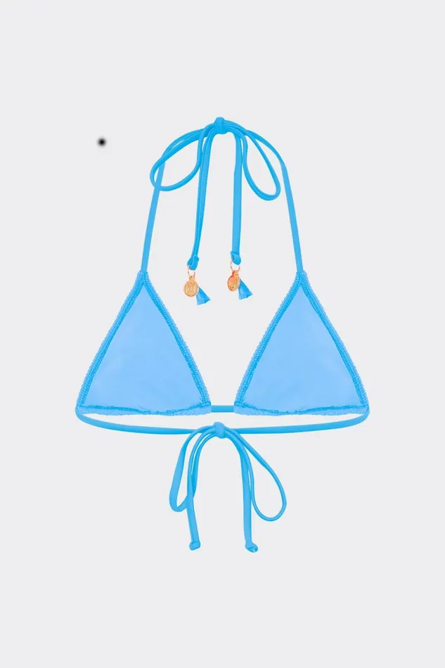 Milly Lori Textured Triangle Bikini Top Blue Women Swim and Coverups Milly Lori Textured Triangle Bikini Top Blue Women Swim and Coverups