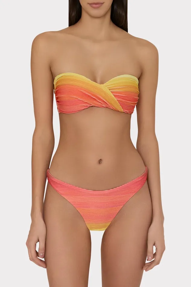 Milly Margot Sunset Stripe Bikini Bottom Multi Women Swim and Coverups