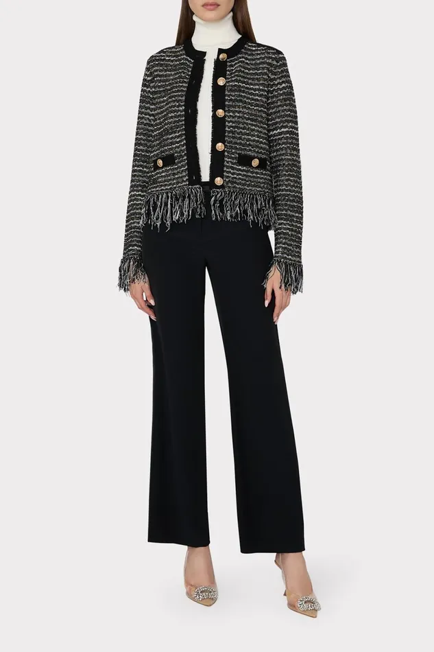 Milly Metallic Textured Fringe Cardigan Black Gold Multi Women Coats and Jackets Milly Metallic Textured Fringe Cardigan Black Gold Multi Women Coats and Jackets