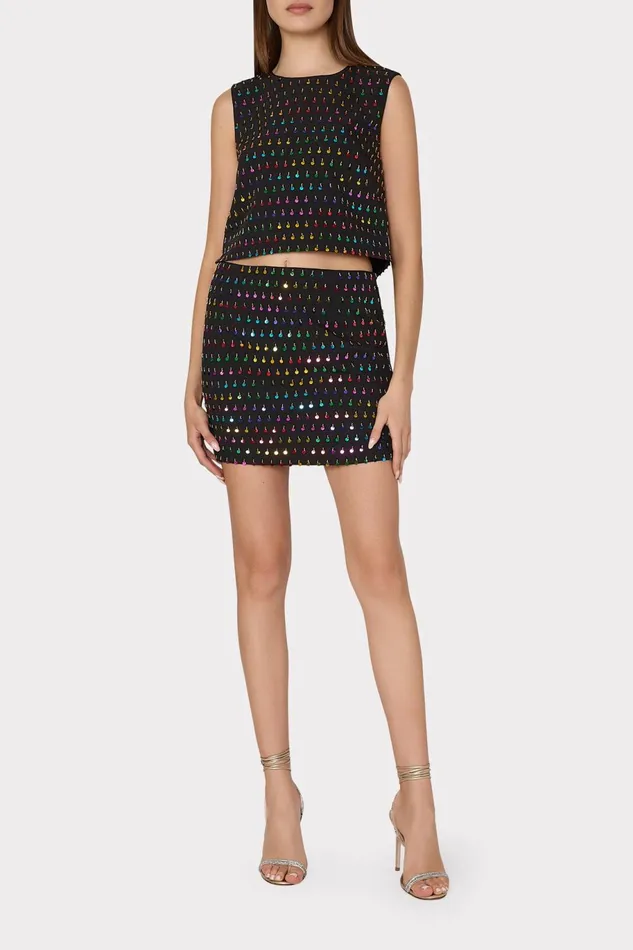 Milly Modern Mini Beaded Sequin Skirt Blackrainbow Women Matching Sets Milly Modern Mini Beaded Sequin Skirt Blackrainbow Women Matching Sets
