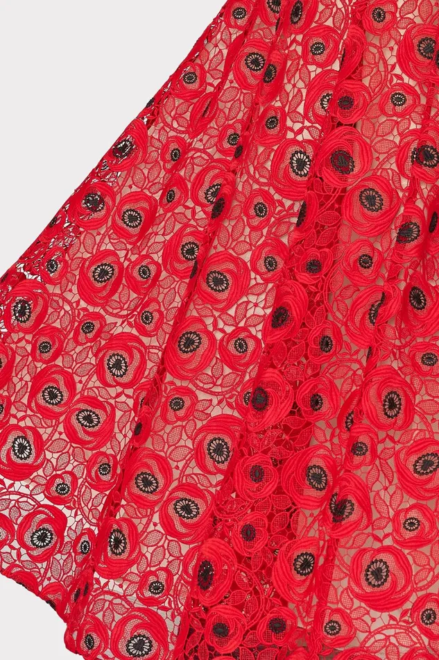 Milly Netty Embroidered Lace Maxi Dress Redblack Women Dresses