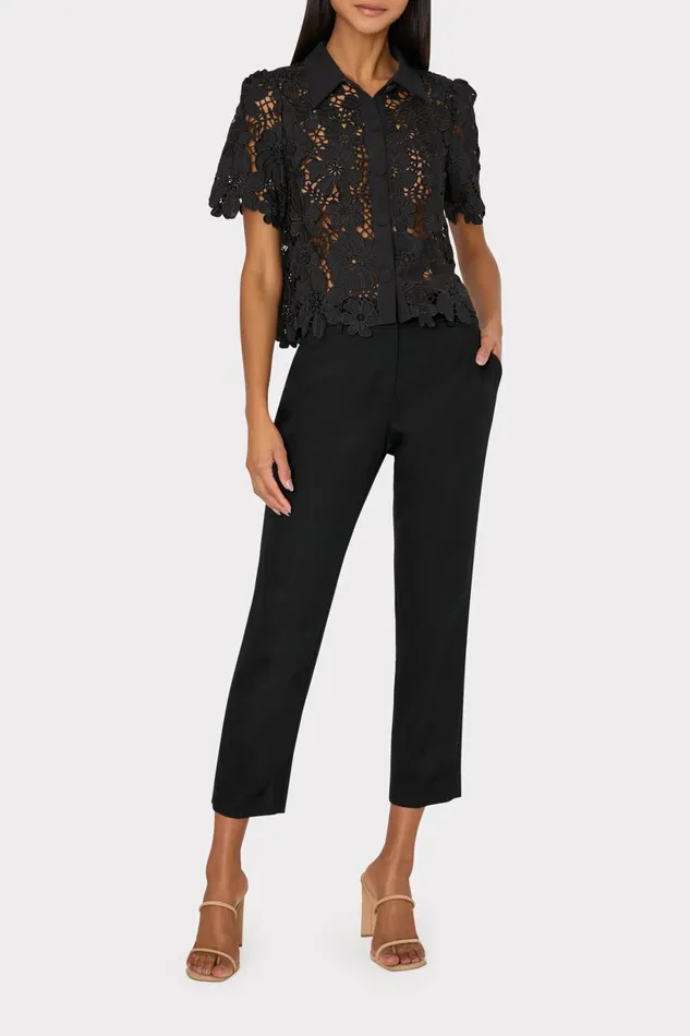 Milly Nicola Cady Pants Black Women Matching Sets