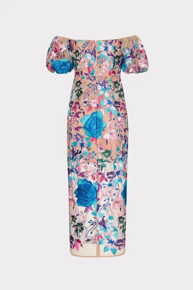 Milly Nira Fall Floral Embroidered Dress Blue Multi Women Dresses Milly Nira Fall Floral Embroidered Dress Blue Multi Women Dresses