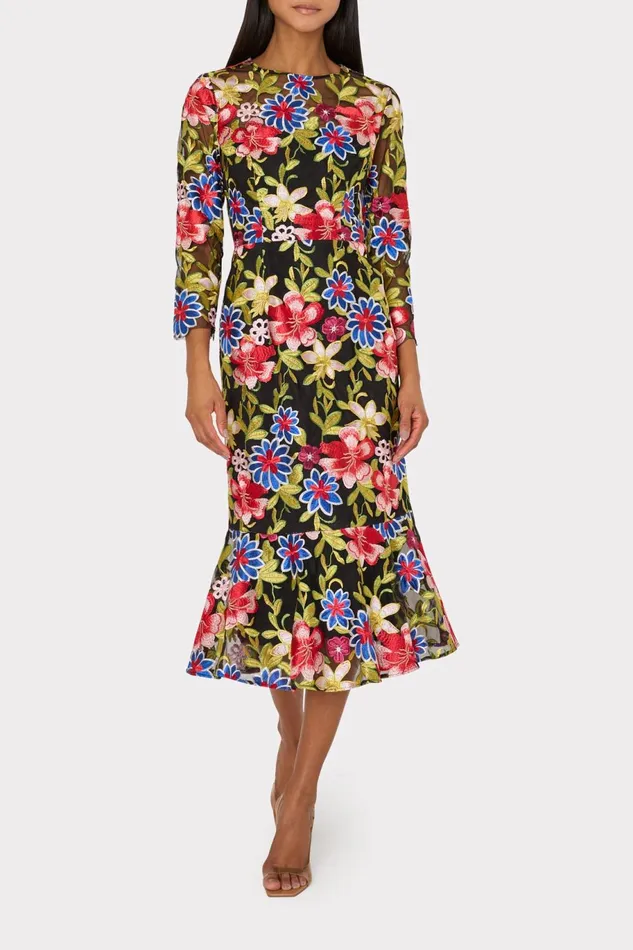 Milly Rosalind Floral Embroidery Dress Red Multi Women Dresses Milly Rosalind Floral Embroidery Dress Red Multi Women Dresses