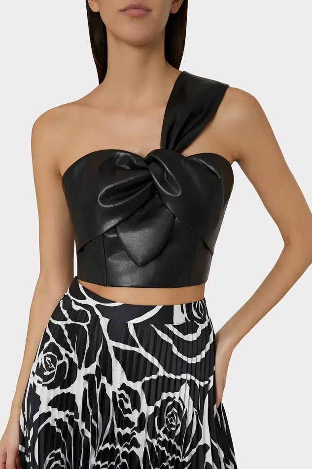 Milly Vegan Leather Top Black Women Tops Milly Vegan Leather Top Black Women Tops