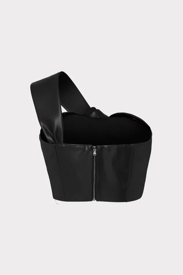 Milly Vegan Leather Top Black Women Tops Milly Vegan Leather Top Black Women Tops