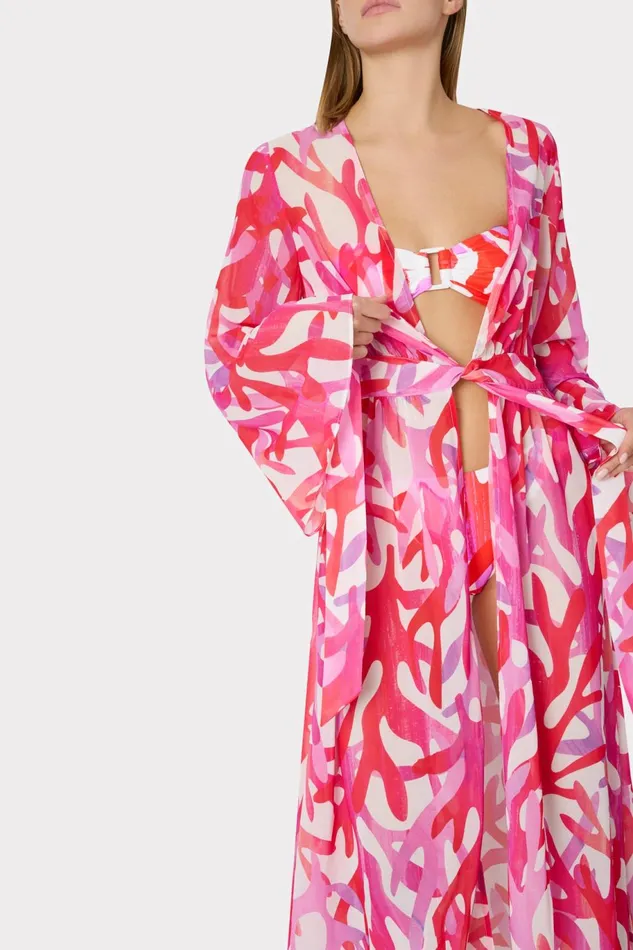 Milly Vince Under The Sea Chiffon CoverUp Dress Pink Multi Women Swim and Coverups Milly Vince Under The Sea Chiffon CoverUp Dress Pink Multi Women Swim and Coverups