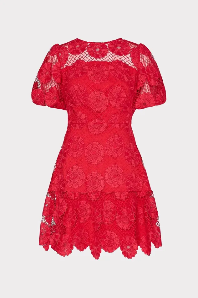 Milly Yasmin Daisy Lace Dress Red Women Dresses