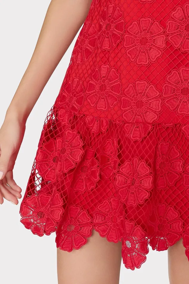 Milly Yasmin Daisy Lace Dress Red Women Dresses