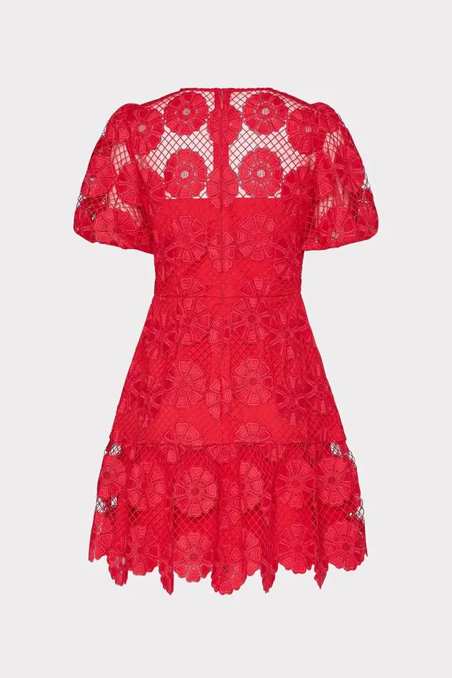 Milly Yasmin Daisy Lace Dress Red Women Dresses