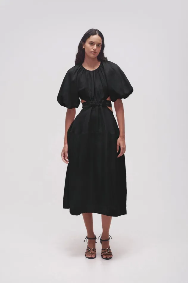 Mimosa Cut Out Midi Dress Black Women Aje Midi Dresses