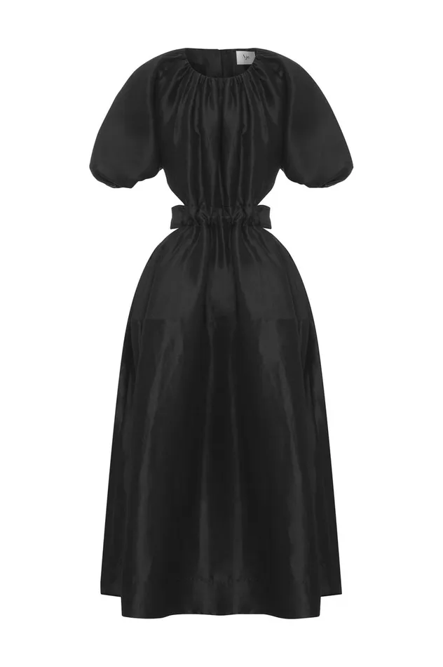 Mimosa Cut Out Midi Dress Black Women Aje Midi Dresses
