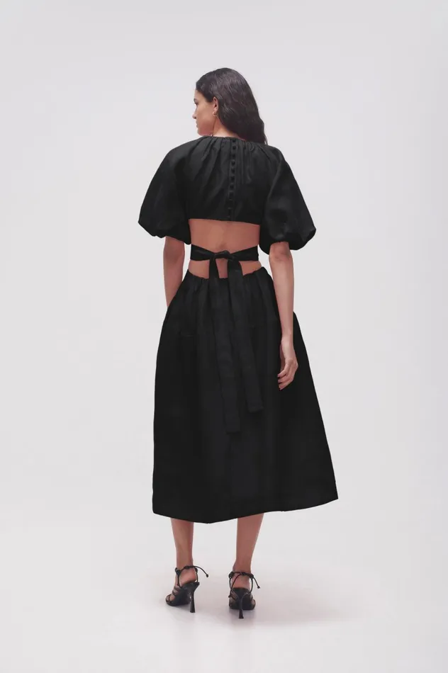 Mimosa Cut Out Midi Dress Black Women Aje Midi Dresses