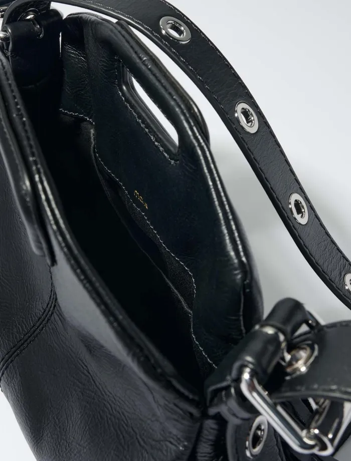 Mini Bags Women Maje Crackle Leather Mini Miss M Bag Black