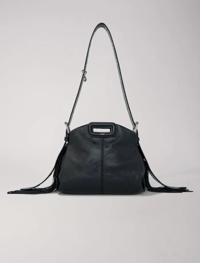 Mini Bags Women Maje Crackle Leather Mini Miss M Bag Black