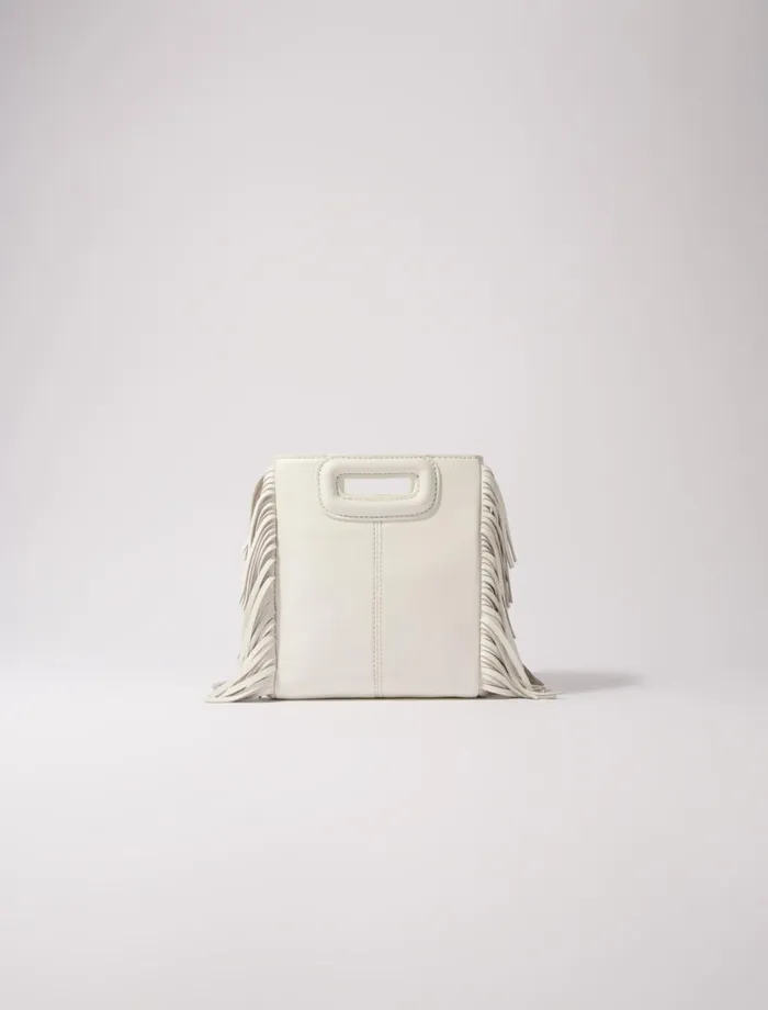 Mini Bags Women Maje M Mini Leather Bag With Diamants White