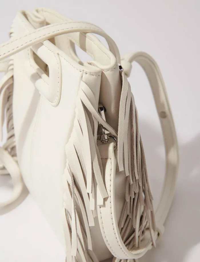 Mini Bags Women Maje M Mini Leather Bag With Diamants White