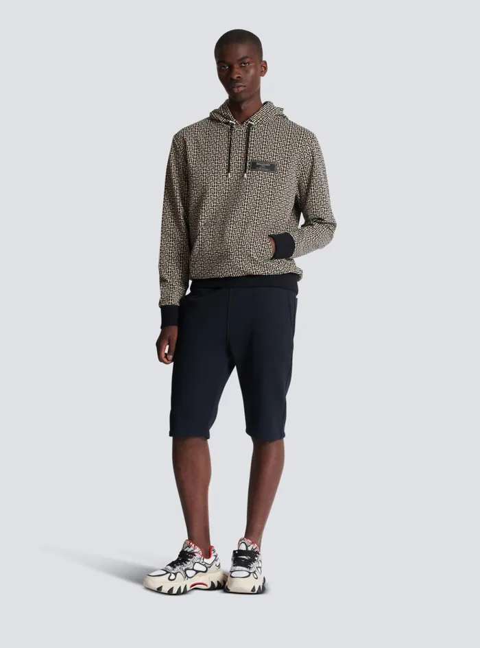 Monogram Hoodie Black Men Balmain Sweatshirts
