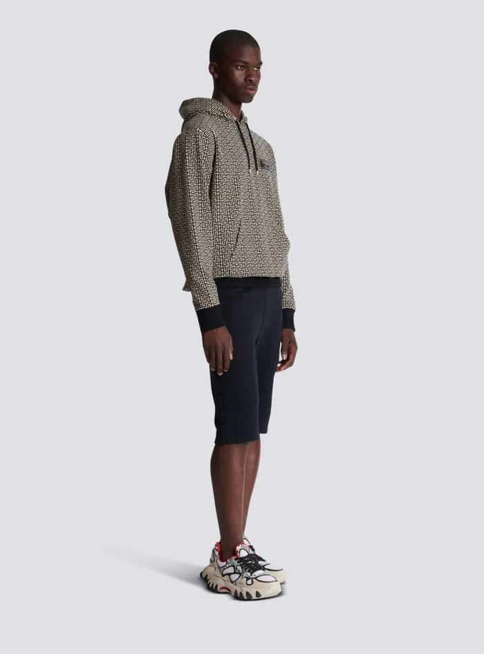 Monogram Hoodie Black Men Balmain Sweatshirts