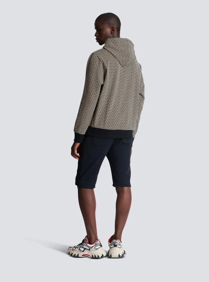 Monogram Hoodie Black Men Balmain Sweatshirts