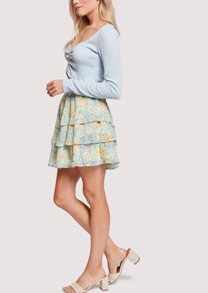 Mountain Bloom Mini Skirt Bluegreenfloral Women Lost Wander Skirts