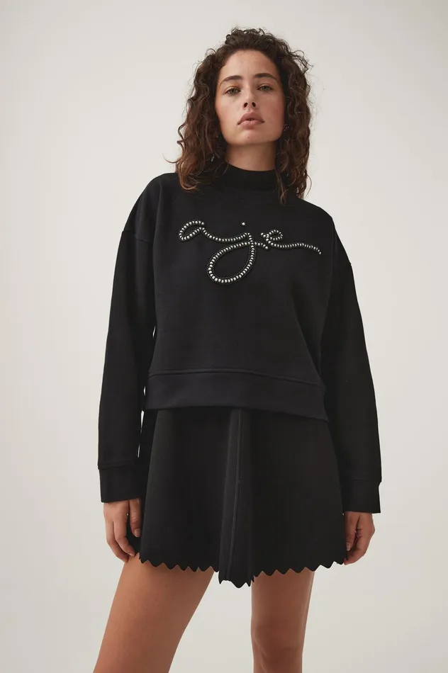Mythology Pearl Logo Sweater Black Women Aje Knitwear 038 Jumpers