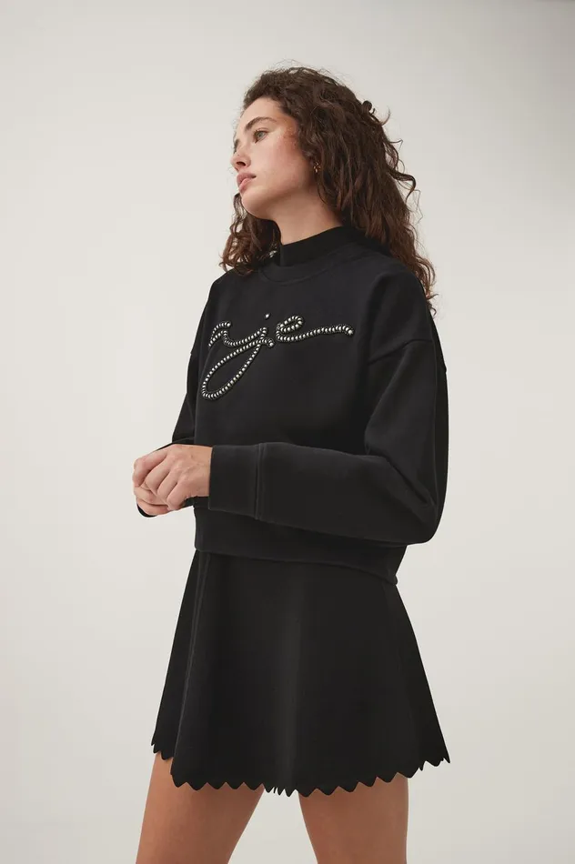 Mythology Pearl Logo Sweater Black Women Aje Knitwear 038 Jumpers