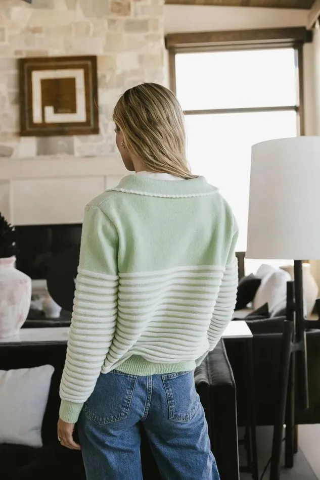 Nathaniel Collared Sweater In Sage Sage Women Bohme Tops