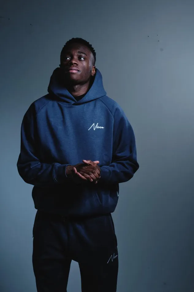 NICCE Hoodies and Sweatshirts Mens NICCE Multi Graphic Script Hoodie Navy