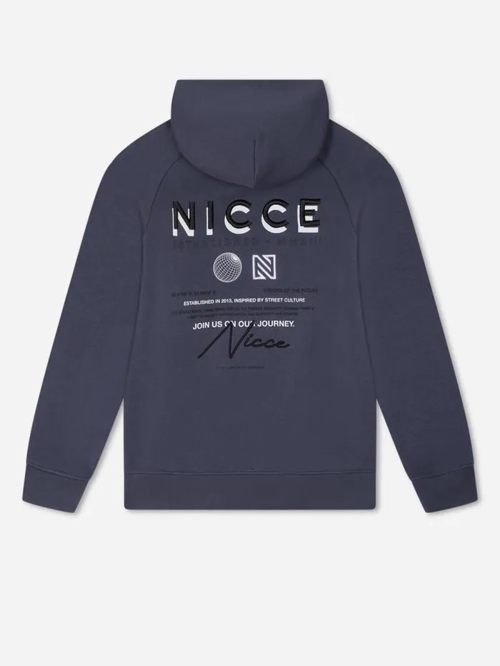 NICCE Hoodies and Sweatshirts Mens NICCE Multi Graphic Script Hoodie Navy