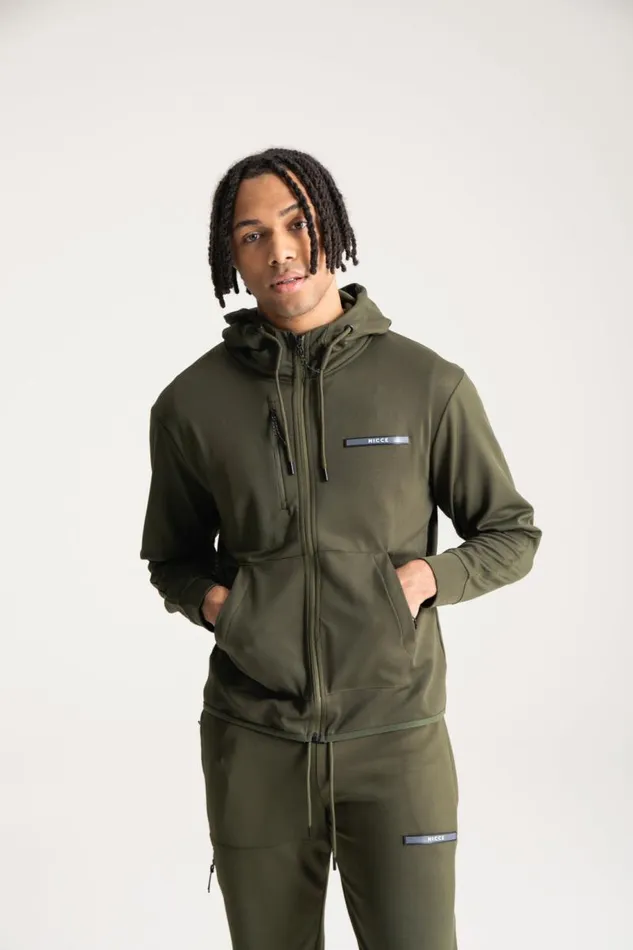 NICCE Tracksuit Sets Mens Calix Hoodie and Jogger Tech Tracksuit Set Juniper Green