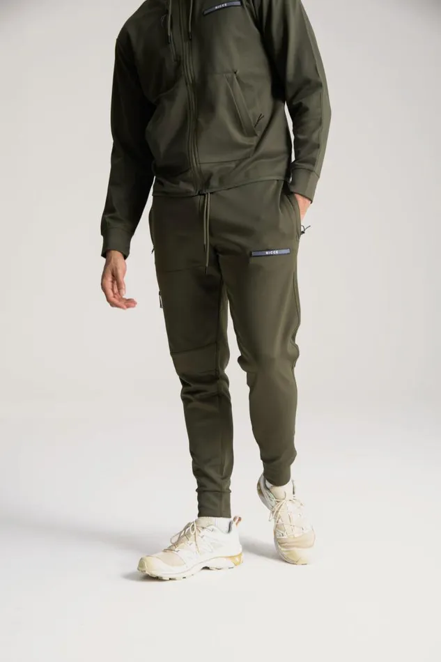 NICCE Tracksuit Sets Mens Calix Hoodie and Jogger Tech Tracksuit Set Juniper Green