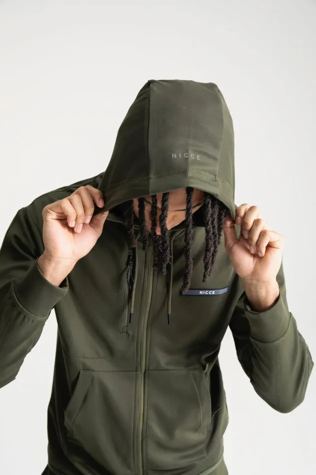 NICCE Tracksuit Sets Mens Calix Hoodie and Jogger Tech Tracksuit Set Juniper Green