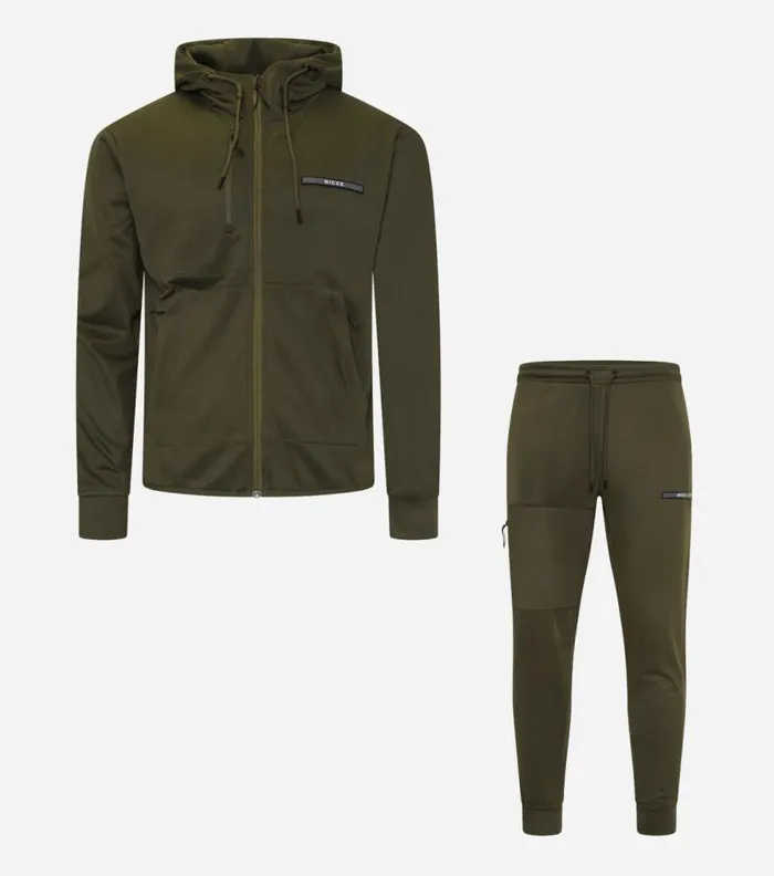 NICCE Tracksuit Sets Mens Calix Hoodie and Jogger Tech Tracksuit Set Juniper Green