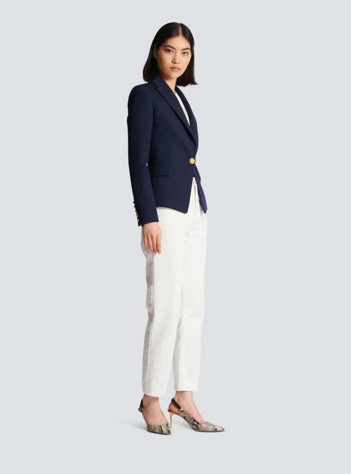 Onebutton Wool Blazer Navy Women Balmain Jackets And Blazers