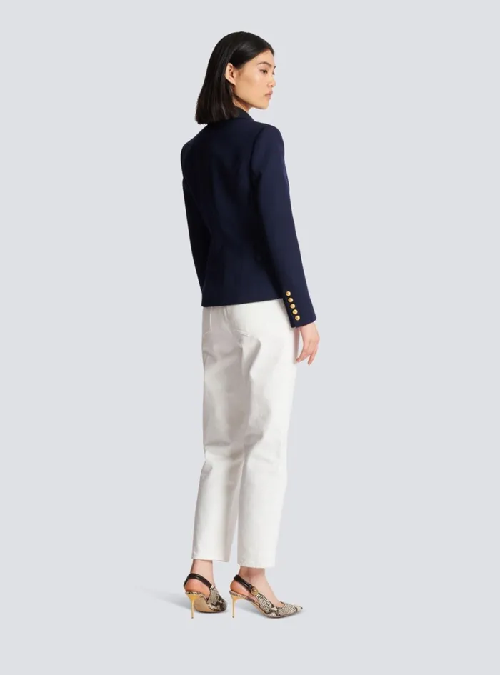 Onebutton Wool Blazer Navy Women Balmain Jackets And Blazers