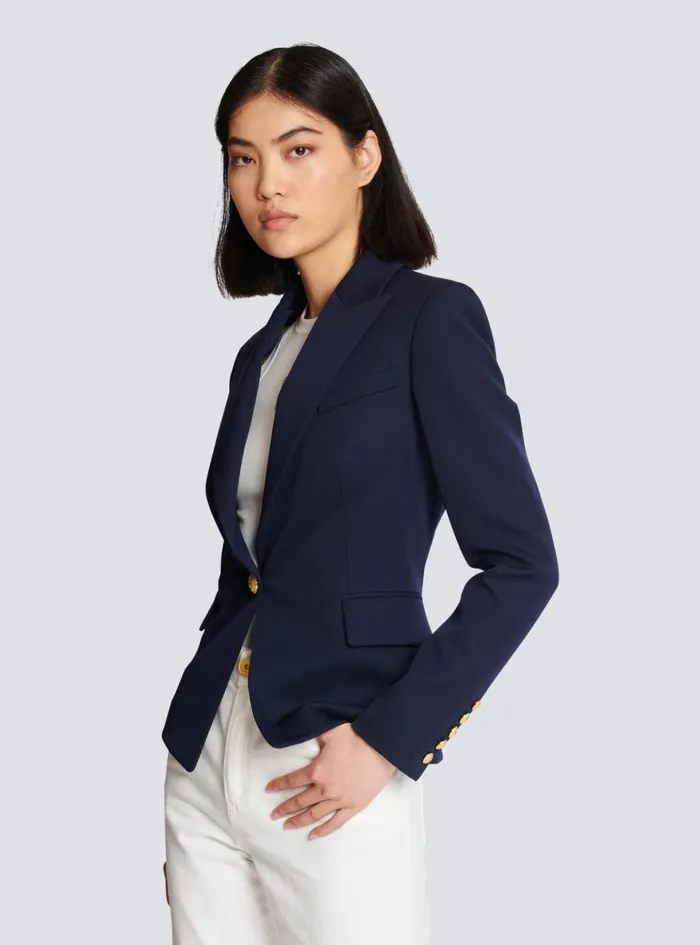 Onebutton Wool Blazer Navy Women Balmain Jackets And Blazers