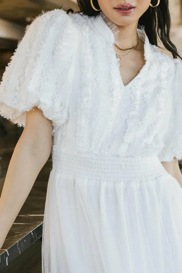 Padme Mesh Midi Dress In White White Women Bohme Dresses